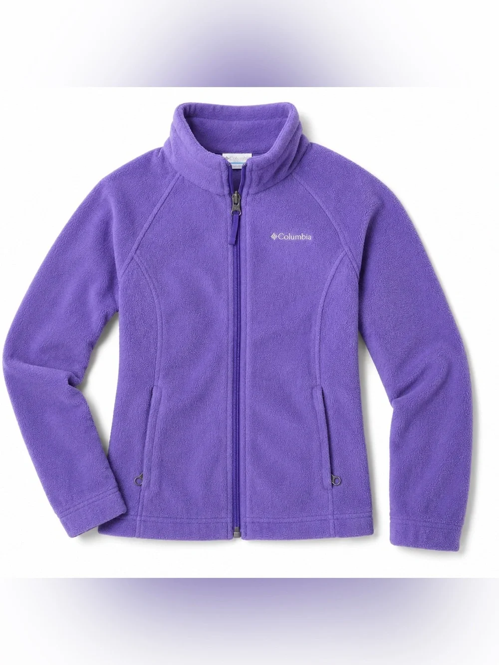 Columbia Girls Purple Fleece Jacket Size 7/8 Small Full Zip Outdoor
